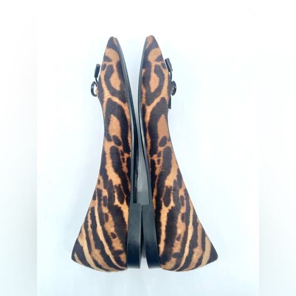 Prada Black Brown Leopard print calf hair Pointed toe ballet flats EU 37.5 - Picture 7 of 10